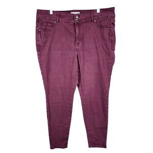 Womens Burgundy Lane Bryant Stretch Jeans Hi Rise Plus Size 18